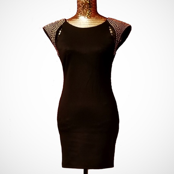 Mint Condition Sans Souci Black BodyCon Studded Dress - Picture 1 of 6